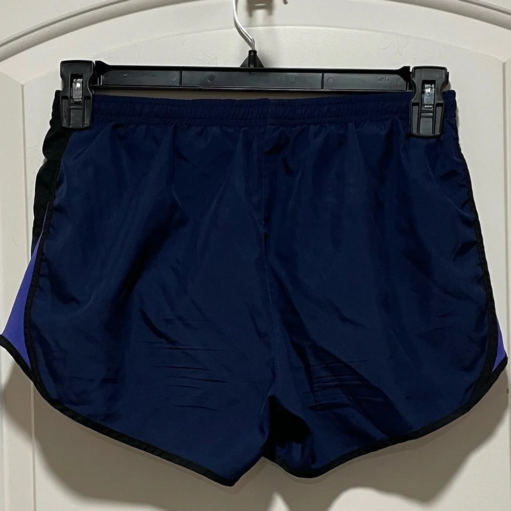 Y2K Nike Dri-Fit Womens Sz Medium 3.5” Navy Black Purple Running Athletic Shorts
